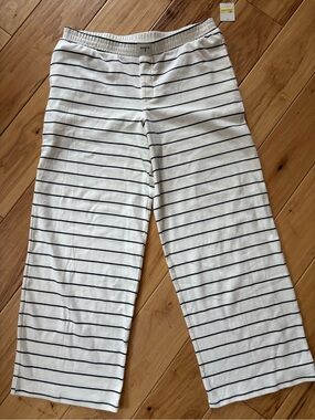 Striped Wide-Leg Lounge Pants in White & Black
